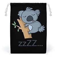 Cute Koala Sleeping Canvas Drawstring Bags Reusable Storage Bag Gifts Jewelry Pouch Organizer for Travel Home