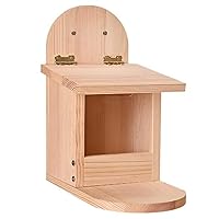 Squirrel Feeder, Visible Wooden Squirrel House with Movable Cover, Funny Squirrel Feeder with Long Feeding Platform for Outside, Backyard, Garden Feeders