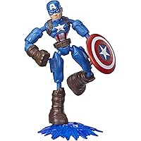 Avengers Marvel Bend and Flex Action Figure Toy, 6-Inch Flexible Captain America Figure, Includes Blast Accessory, for Kids Ages 4 and Up