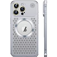 ONNAT-Aluminum Alloy Case for iPhone 15 with Metal Cooling Hollow Aromatherapy Case Anti-Scratch (Silver)