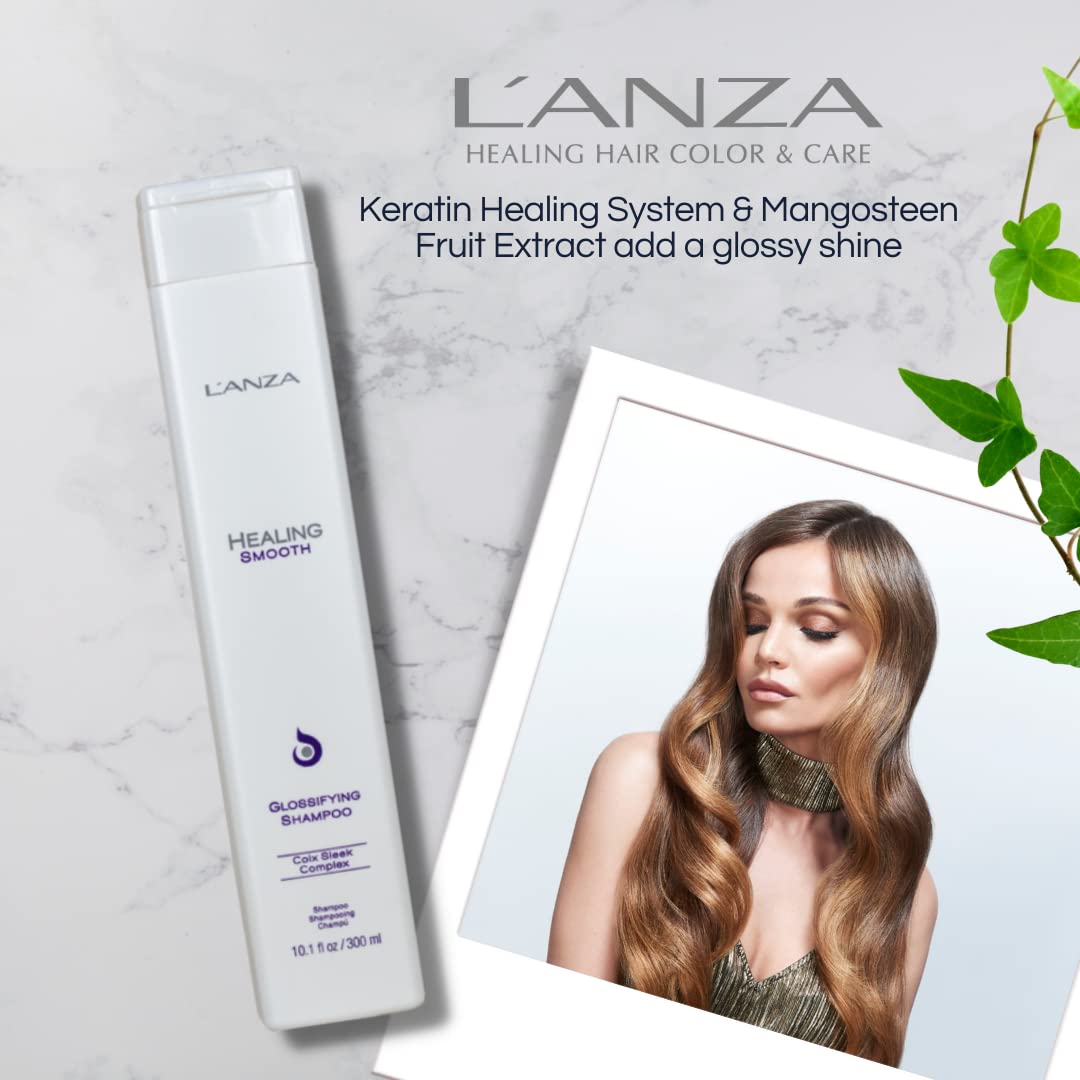 L'ANZA Healing Smooth Glossifying Shampoo, Nourishes, Repairs, and Boosts Hair Shine and Strength for a Perfect Silky-Smooth, Frizz-free Look (33.8 Fl Oz)