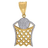 14k Two tone Gold Mens Basket Ball Sports Charm Pendant Necklace Measures 43.2x21.4mm Wide Jewelry Gifts for Men