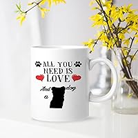 Ceramic Coffee Tea Cups Dog Dad Gifts For Men 11 Ounce White Pet Dog Silhouette Double-Sided Printing Birthday Gifts for Kitchen Cafes Office Travel