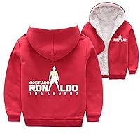 Kids Soccer Stars Full Zip Hooded Sweatshirt,Fleece-Lined Football Fans Outerwear Winter Warm Jacket Coat for Boy