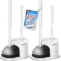 2Pack 2 in 1 Toilet Brush and Plunger Set, Extended Handle Plunger，Toilet Bowl Brush Plunger Set,Bathroom Cleaning Tools ，Toilet Brush Plunger Combo，Cleaning Brush，Cleaning Supplies(White)