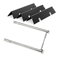 Grill Replacement Parts for Weber GS4 Spirit II 200 Series, Spirit II E-210，S-210 (Front-Mounted Control), Porcelain-enameled 7635 Flavorizer Bars and Stainless Steel 69785 Burner Tubes Set