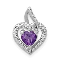 925 Sterling Silver Polished Prong set Open back Amethyst Diamond Pendant Necklace Jewelry Gifts for Women