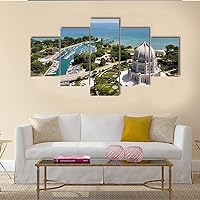 MentCh Canvas Roll Art Posters 5 Pieces Large Canvas Art Wall Decor for Home View of Baha'I Temple and Wilmette Harbor Canvas Wall Art Contemporary Wall Art Wall Decor for Living Room Unframe