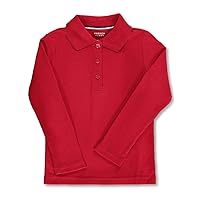 French Toast Girls' L/S Fitted Knit Polo with Picot Collar - red, 10/12