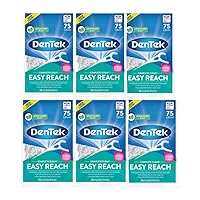 DenTek Complete Clean Easy Reach Floss Picks, Advanced Fluoride Coating, Mouthwash Blast Flavor, 75 ct. (Pack of 6)