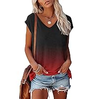 CSKJ T-Shirt Women's Plain Blouse Short Sleeve V-Neck T-Shirt Loose Women Tops Summer Everyday Crop Top Sports T-Shirts Clothes Teenager Girls Clothing Y2k Summer Clothing Elegant Blouse