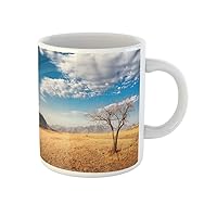 Coffee Mug Yellow Safari African Tree Blues Sky Landscape Kenya Savannah 11 Oz Ceramic Tea Cup Mugs Best Gift Or Souvenir For Family Friends Coworkers