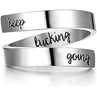 Inspirational Rings for Women Statement Stainless Steel Spiral Wrap Twist Ring Encouragement Personalized Jewelry Birthday Gifts