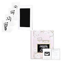 KeaBabies 1-Pack Inkless Hand and Footprint Kit and Pregnancy Journal, Pregnancy Announcements - Ink Pad for Baby Hand and Footprints - 80 Pages Hard Cover Pregnancy Book for Mom to Be Gift