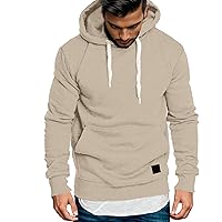 Mens Pullover Hooded Sweatshirts Solid Color Drawstring Breathable Hoodies For Men Fall Winter Workout Casual Hoodies