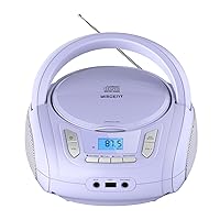 Portable CD Player Boombox with Bluetooth,FM Radio,USB MP3 Playback,AUX-in,Headphone Jack,CD-R/RW and MP3 CDs Compatible,Kids CD Players for Home or Outdoor