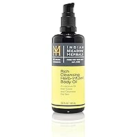 Rich Cleansing Herb-Infused Body Oil (3.4 oz.) – Luscious Body & Massage Oil. Improves Circulation and Tones & Cleanses The Skin.