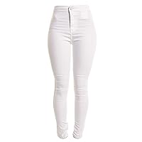 Andongnywell Women High Waist Stretch Skinny Jeans High Rise Juniors Stretchy Butt Lift Jeans Solid Skinny Trousers