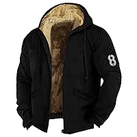 Mens Coats Winter Color Block Zipper Hooded Warm Windbreaker Jackets Oversized Heavy Hoodie