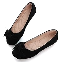 Bow Flats Women Solid Color Suede Ballet Flats Cute Working Shoes