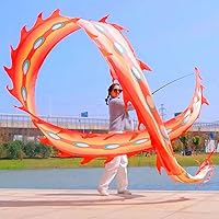 Square Exercise Dance Outdoor Flinging Fitness Dragon POI Wu Long 3D Real-Like Dragon Ribbon Streamer Set (32.8ft, Fire Phoenix)