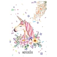 Unicorn Art Sketch Notebook-Cute Unicorn On Flower Effect Background, Large Blank Sketchbook For Girls, 110 Pages, 8.5 x 11, For Drawing, Sketching & ... To Do List Notebook, Daily Organizer,