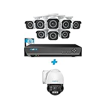 4K Security Camera System, Smart Person Vehicle Detection Wired Outdoor Indoor PoE Kit, RLK16-800B8 Bundle with PTZ PoE Camera RLC-823A