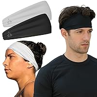 Headbands for Men and Women - Mens Sweatband & Sports Headband Moisture Wicking Workout Sweatbands for Running, Cross Training, Yoga and Bike Helmet Friendly