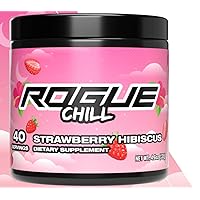 Rogue Energy Anti Anxiety Powder for Daily Use to Relieve Stress - Anti Stress Supplement - Relax Powder with Ashwagandha and Amino Acid - Sugar and Gluten Free (Strawberry Hibiscus - 40 Servings)