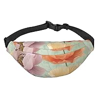 Pastel Poppies Print Fanny Packs for Women Men Crossbody Waist Bag Waterproof Belt Bag with Adjustable Strap