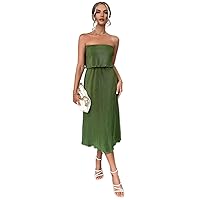 Solid Tube Dress (Color : Army Green, Size : Small)