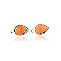 Guntaas Gems Pear Shape Mojave Copper Orange Jade Turquoise DIY Stud Connector Earrings Single Bail Brass Gold Plated Stud Earrings Connectors For Making Jewelry Gift