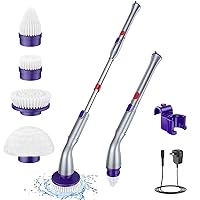 LABIGO Electric Spin Scrubber LA1 Pro, Cordless Spin Scrubber with 4 Replaceable Brush Heads and Adjustable Extension Handle, Power Cleaning Brush for Bathroom Floor Tile (Gray)