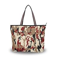 ALAZA Red Camouflage Camo Women Tote Bag Handbag Large Capacity Shoulder Bags