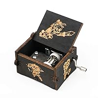 Zelda Music Box Hand Crank Carved Wooden Musical Box,Musical Gift,Play Song of Storms from Ocarina of Time,Black
