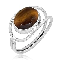 Tiger Eye 925 Sterling Silver Promise Ring Wedding Anniversary Jewellery for Women & Girls