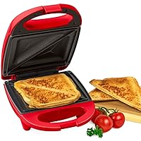 Nostalgia mini sandwich maker toaster compact for portion control seals and toasts sandwich panini maker (RED)