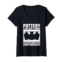 Womens Funny Ceramic Artist Clay Maker Pottery Hobby V-Neck T-Shirt