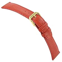 17mm deBeer Lizard Grain Red Padded Stitched Handcrafted Watch Band Regular