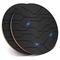 2 x Round Coasters - Futuristic Technology Gaming Style - Cork Backed Home Kitchen Accessory Tea Coffee Mug Mat #21568