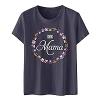 Summer Tops for Womens, Casual Classic Short Sleeve Crew Neck Shirts, Fashion Loose Fit Sport Graphic Tee Tops