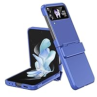 Flip Holster Phone Case Compatible with Samsung Galaxy Z Flip 4 with Hinge+Screen Protector+Kickstand,Rugged Shockproof 360 Full Protective Phone Cover Compatible with Z Flip 4 (Color : Blue)
