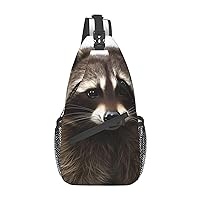 Hairy Raccoon Cross Chest Bag Diagonally Crossbody Shoulder Bag Travel Backpack Sling Bag for Women Men