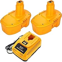 2Pack 3.6Ah Replacement Battery and Charger for Dewalt 18V Battery XRP DC9096 DC9099 DC9098 DW9099 DW9098 DW9098 DE9038 and 1 Charger for Dewalt 7.2-18V Battery (Yellow)