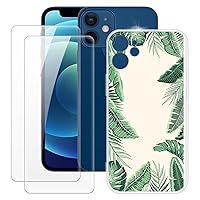 iPhone 12 5.4 Case + 2PCS Screen Protector Tempered Glass, Ultra Thin Bumper Shockproof Soft TPU Silicone Cover Case for iPhone 12 Mini (5.4”)