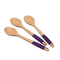 Chef Craft Premium Silicone Handle Wooden Spoon Set, 14 inch, Purple