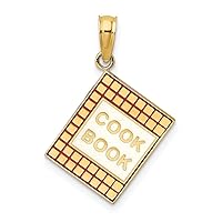 14k Gold 3 d Cook Book With Red Enamel Charm Pendant Necklace Measures 17.45x17.1mm Wide 1.45mm Thick Jewelry Gifts for Women