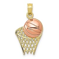 10k Yellow & Rose Gold Basketball Hoop with Ball Pendant