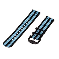 Clockwork Synergy - 18mm 2 Piece Classic Nato PVD Nylon Black/Sky Blue Replacement Watch Strap Band
