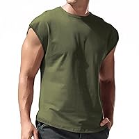 Mens Shirts Polo, Mens Casual Round Neck Solid Short Sleeve Cotton T-Shirts Soft Tees Breathable Cool Workout Shirts